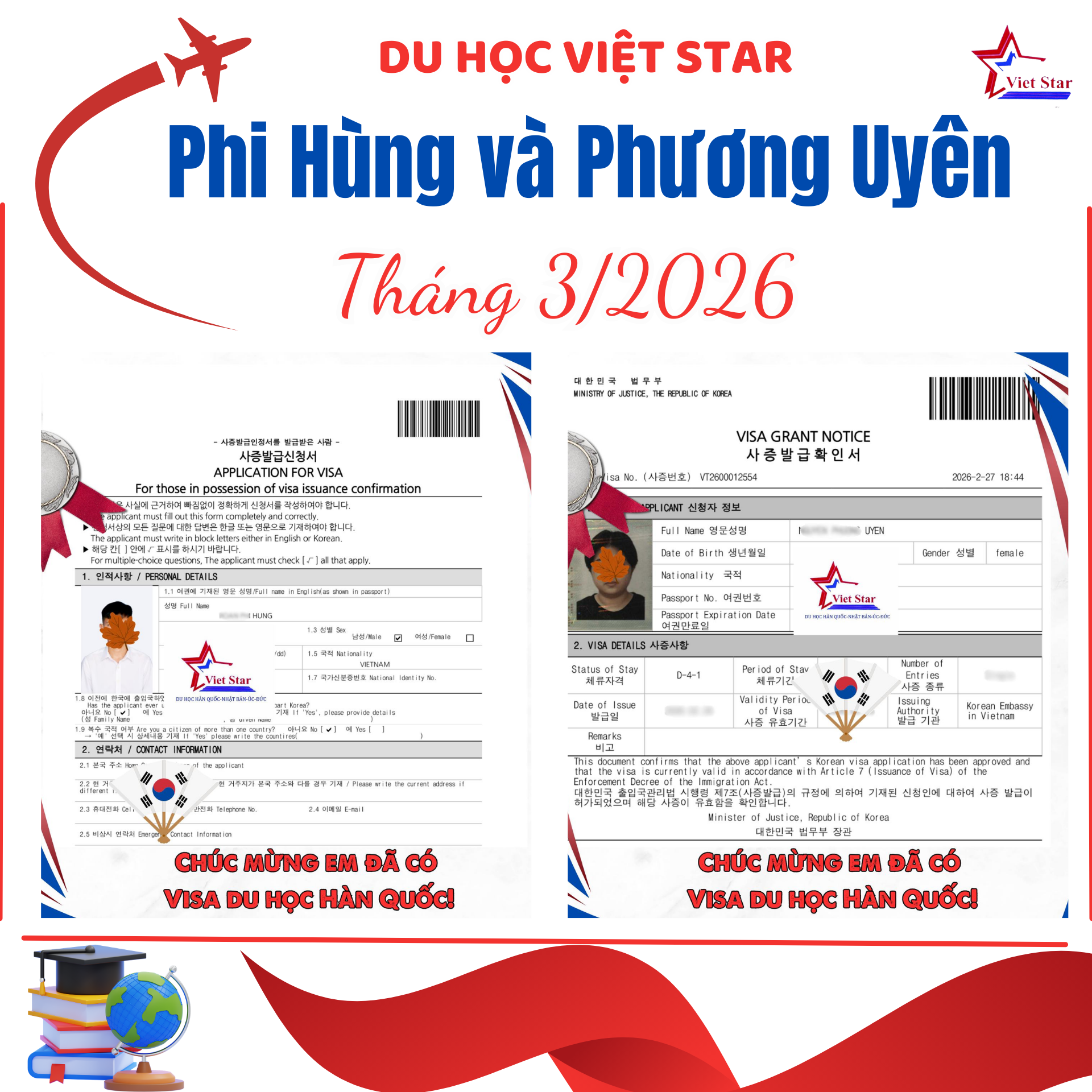 Chúc Mừng Phi Hùng Và Phương Uyên Đậu Visa Du Học Hàn Quốc Tháng 3/2026 | Du Học Việt Star