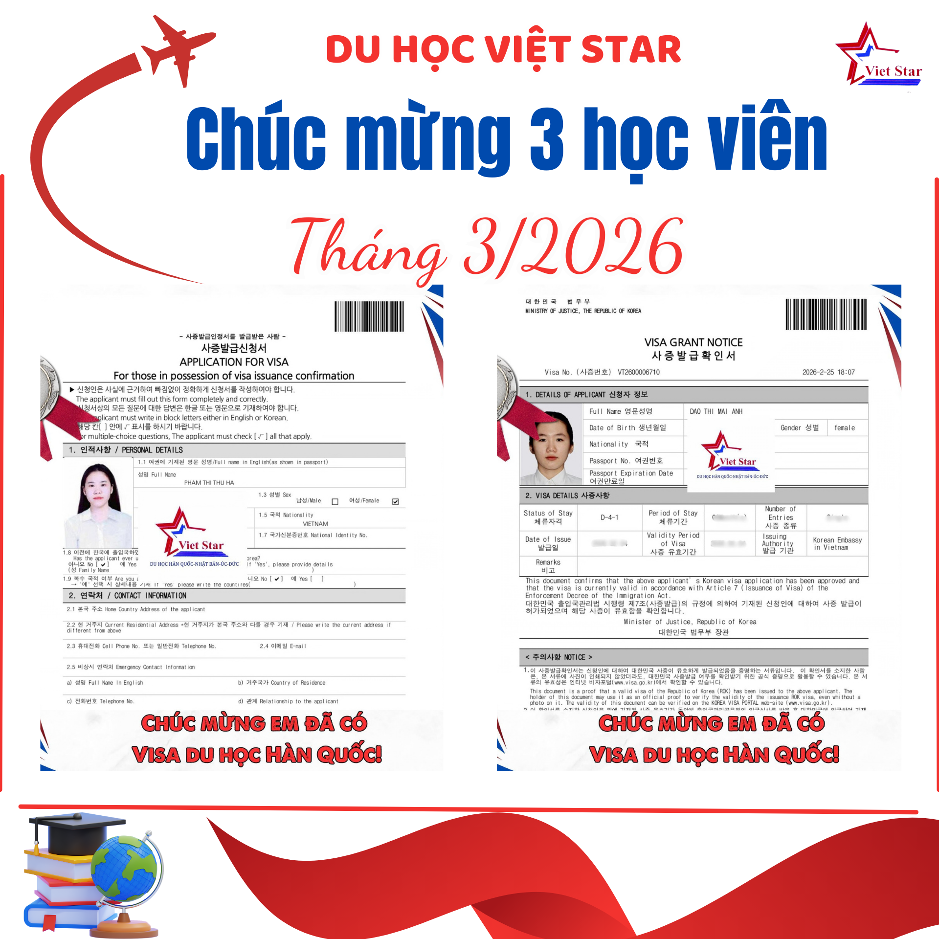 Visa Du Học Hàn Quốc Tháng 3/2026 Đã Có Chủ – Chúc Mừng Học Viên Việt Star